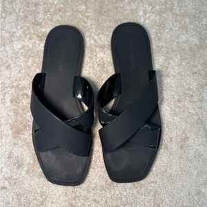 Matte black sandals